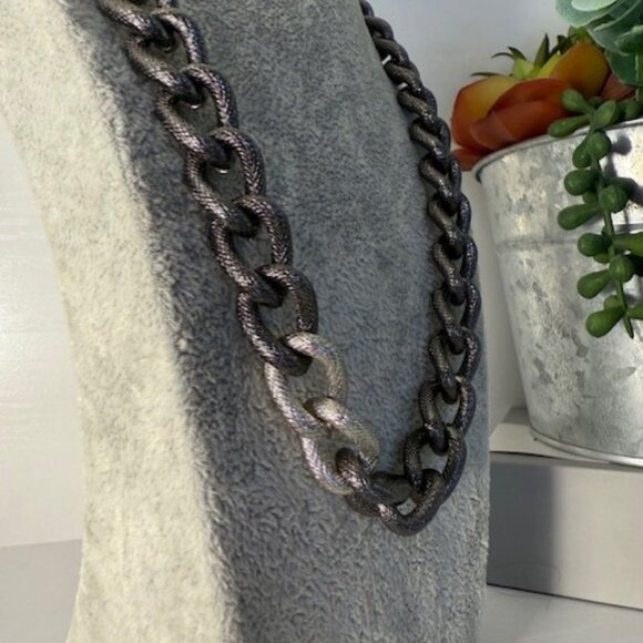 Park Lane "Linked In" Necklace – Retired Chunky Gunmetal Chain Necklace - Picture 4 of 5